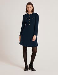 Finery London Evie Long Sleeve Crepe Short Dress
