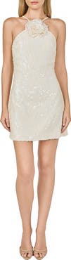 Endless Rose Floral Appliqué Sequin Sheath Minidress