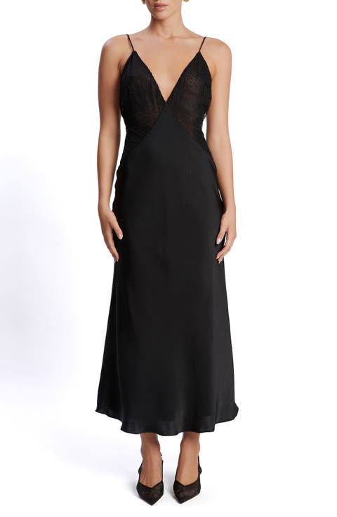 Vivianna Embroidered Lace & Satin Evening Dress