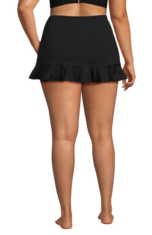 Lands' End Plus Size Pique Ruffle Hem Mini Swim Skirt In Black