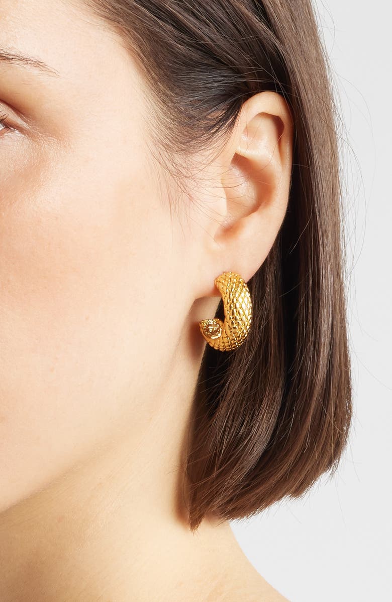 Karine Sultan Snakeskin Textured Hoop Earrings, Alternate, color,