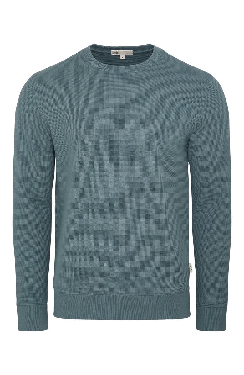Onia Heavyweight Cotton Waffle Crewneck Sweatshirt, Alternate, color, Fern