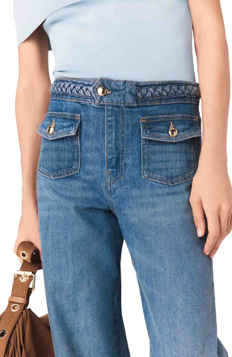 maje Braided flared jeans, Alternate, color, Blue