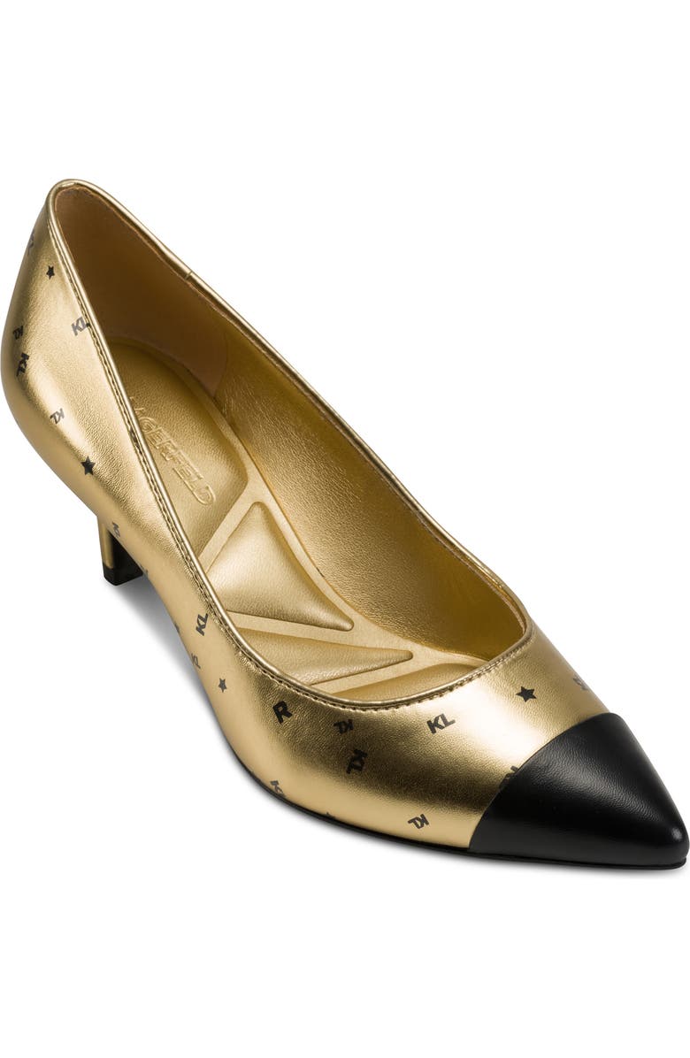 KARL LAGERFELD PARIS Riz Cap Toe Pump, Main, color, Gold/ Black