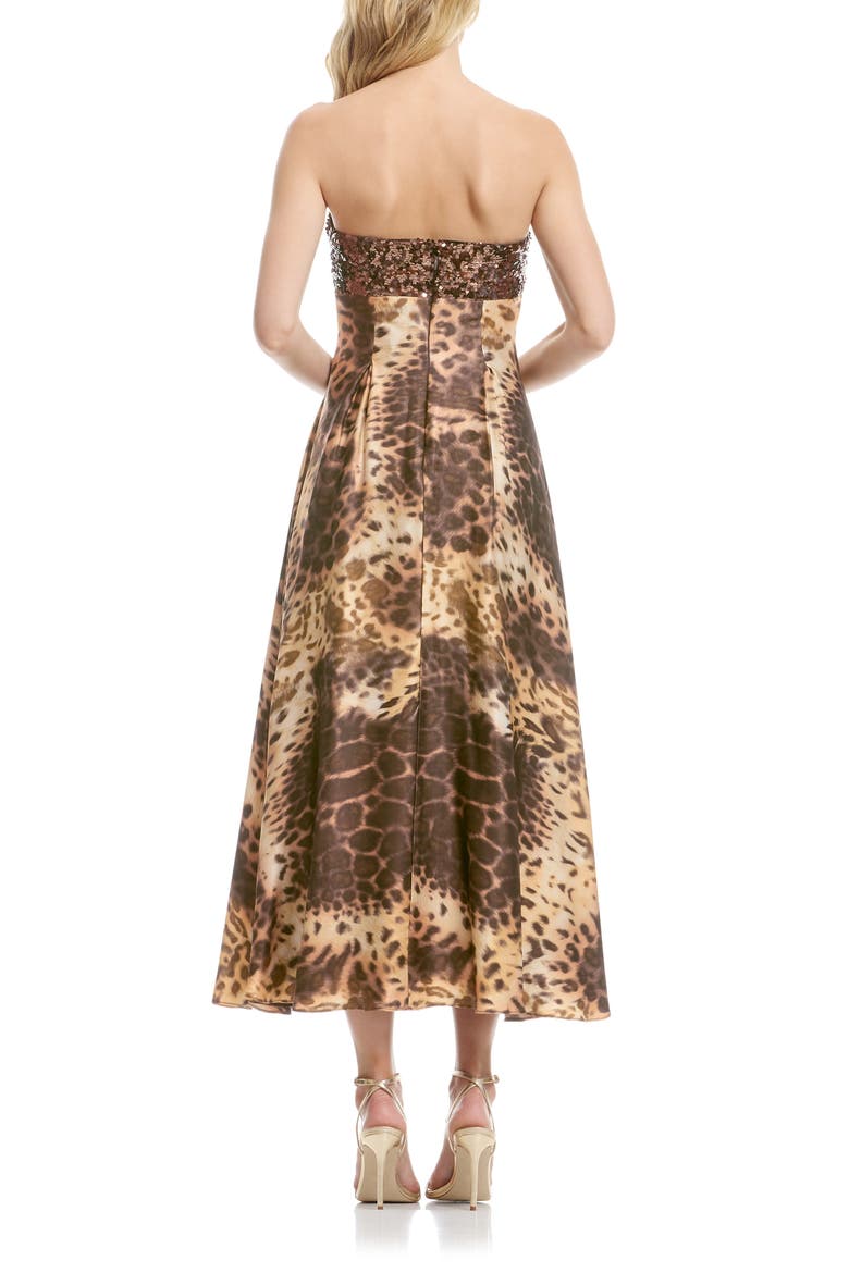 Miranda Sequin Strapless Gown, Alternate, color, LEOPARD MULTI