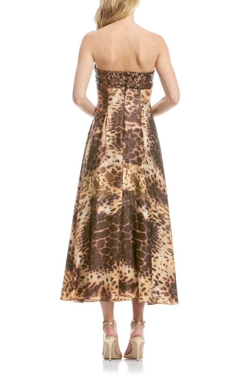 Dress The Population Miranda Sequin Strapless Gown In Brown