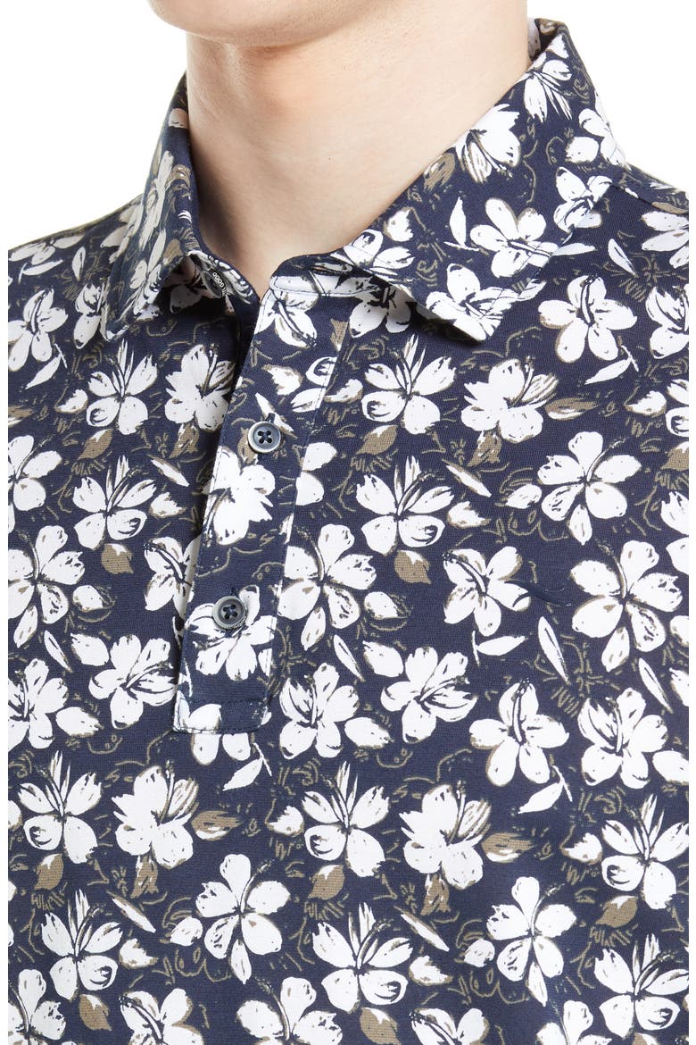 Pico Floral Polo, Alternate, color, OCEAN