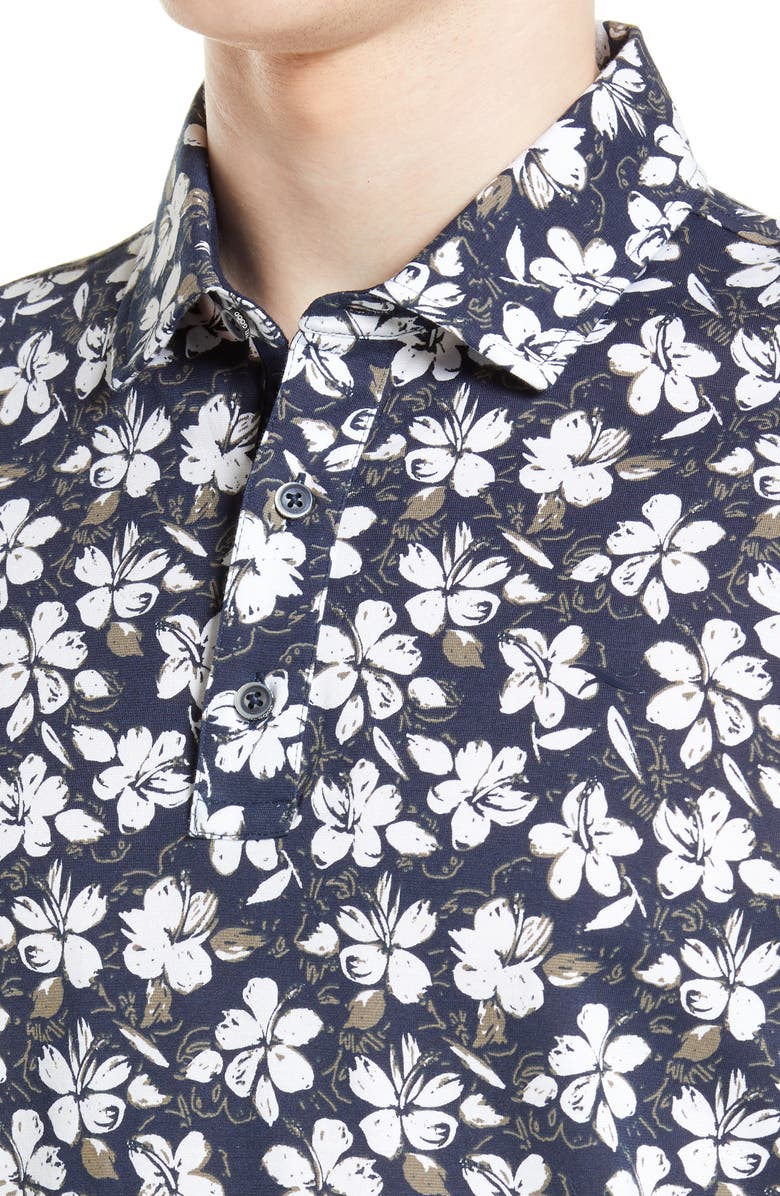 Brax Pico Floral Polo, Alternate, color, Ocean