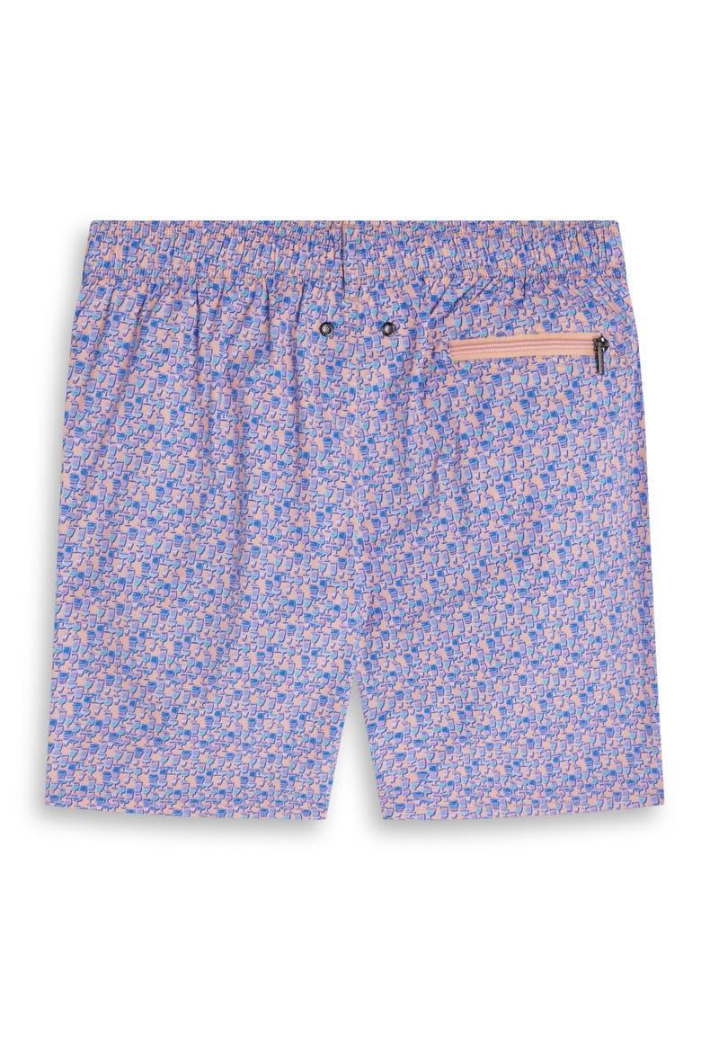 Kai Cocktail Print Swim Trunks, Alternate, color, PEACH