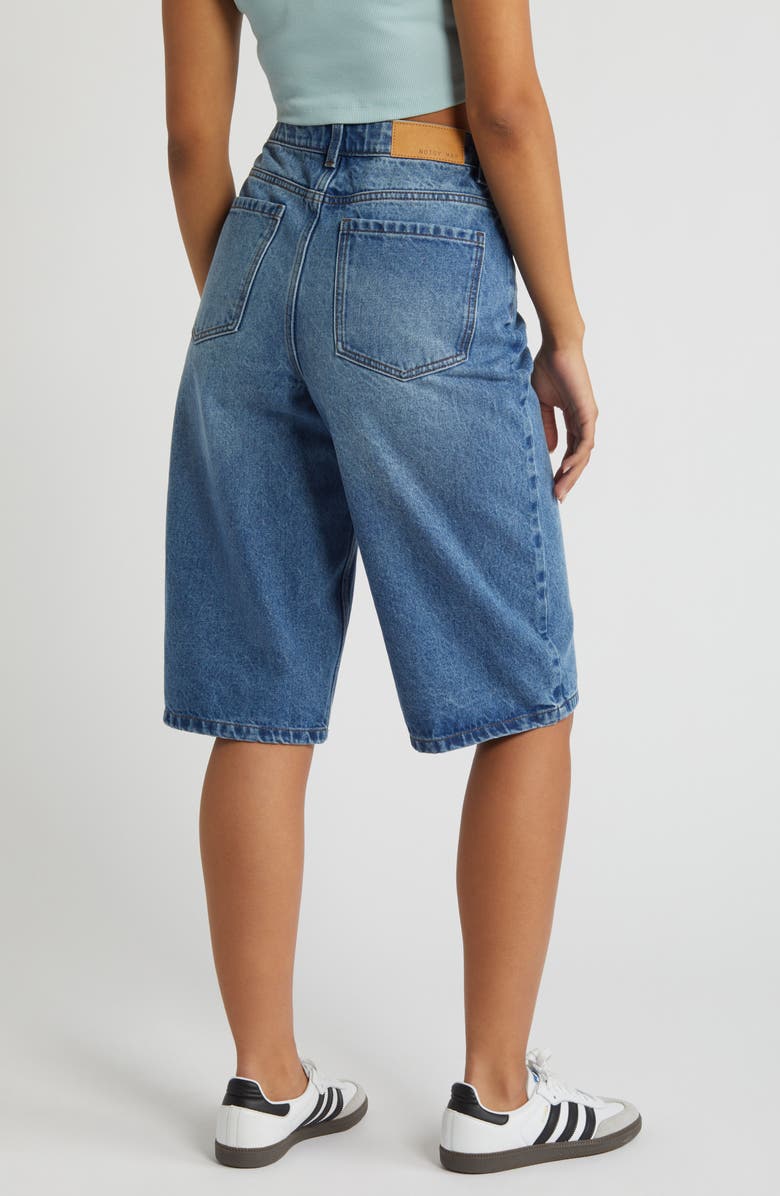Noisy may Lila High Waist Loose Knee Length Denim Shorts, Alternate, color,