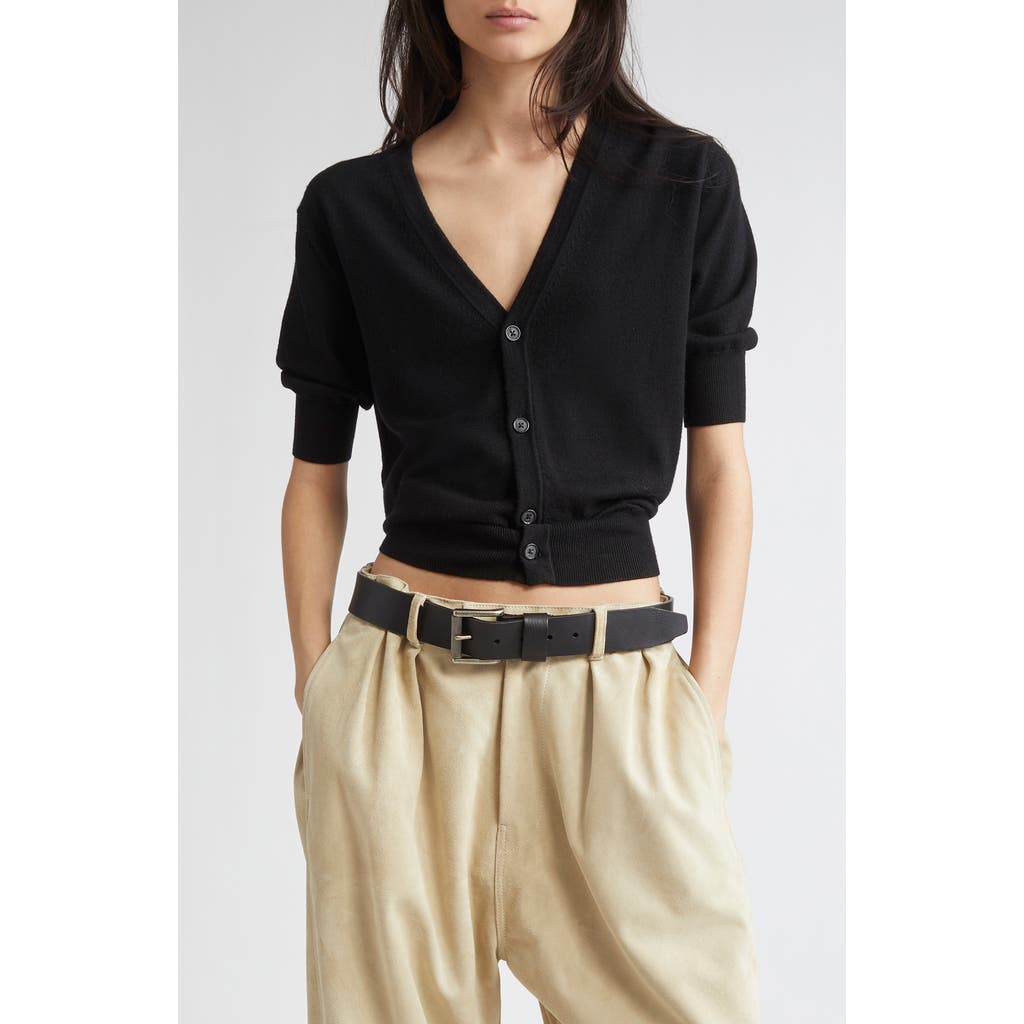 R13 Elbow Sleeve Split Hem Cardigan In Black