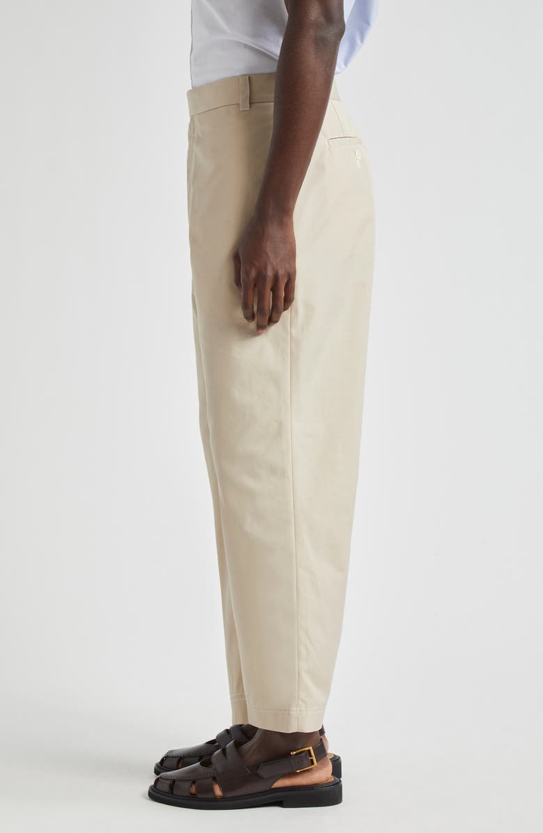 Thom Browne Unconstructed Cotton Straight Leg Pants, Alternate, color, Khaki