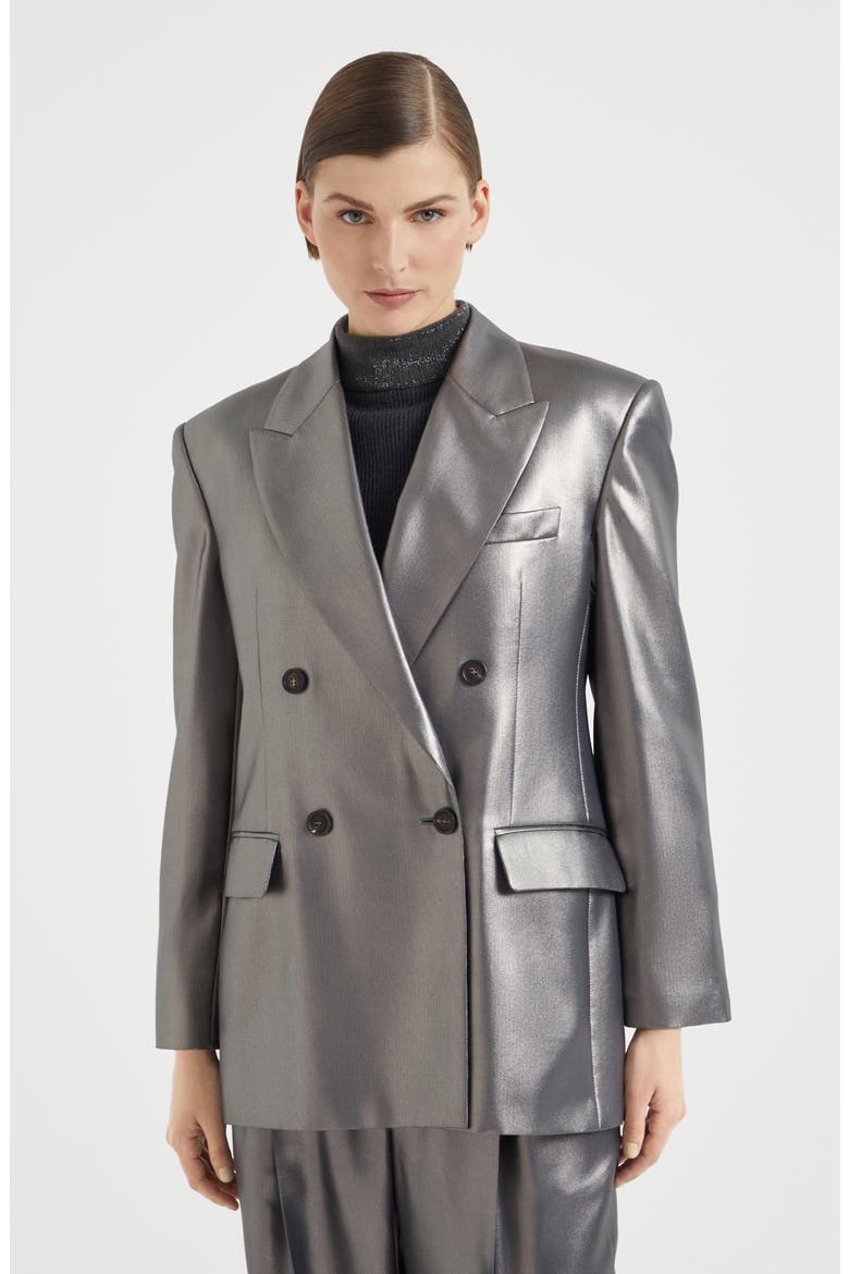 Lamé blazer, Alternate, color, Silver