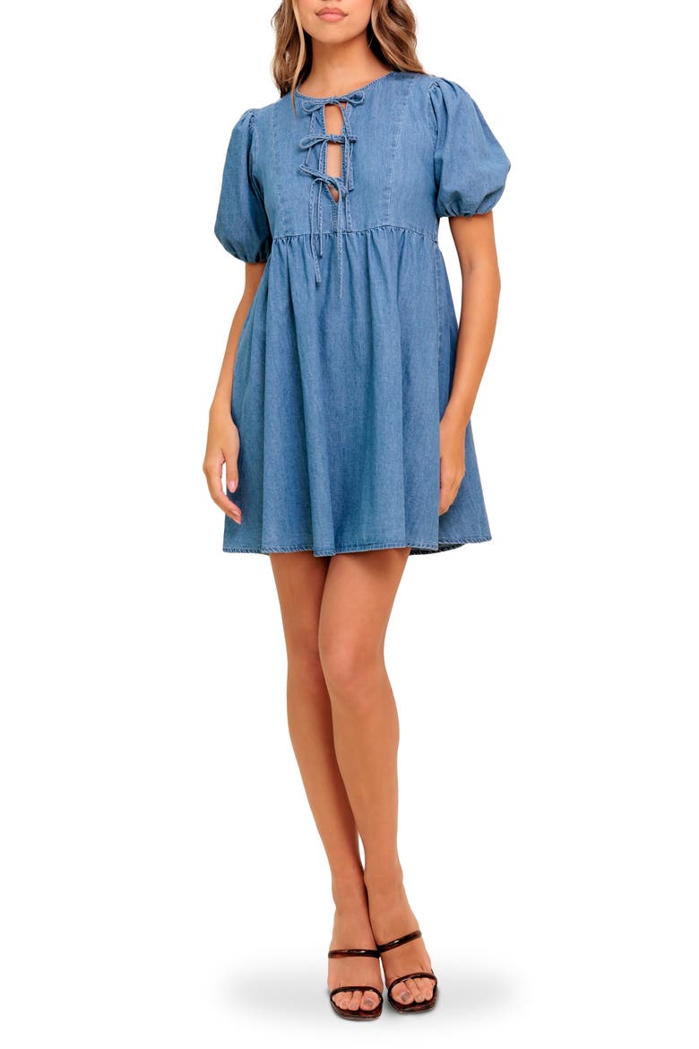 Denim Minidress, Main, color, MEDIUM INDIGO