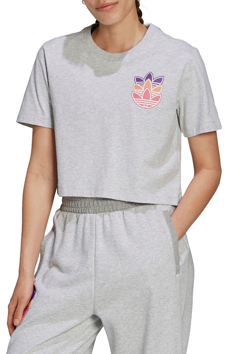 adidas Logo Play Trefoil Graphic Crop Tee, Main, color, 