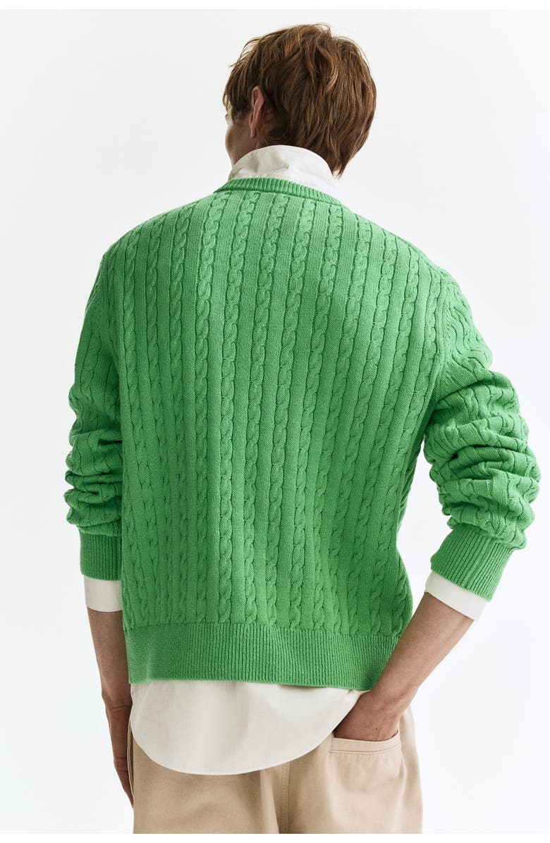 H&M Regular Fit Cable-knit Jumper, Alternate, color, Green