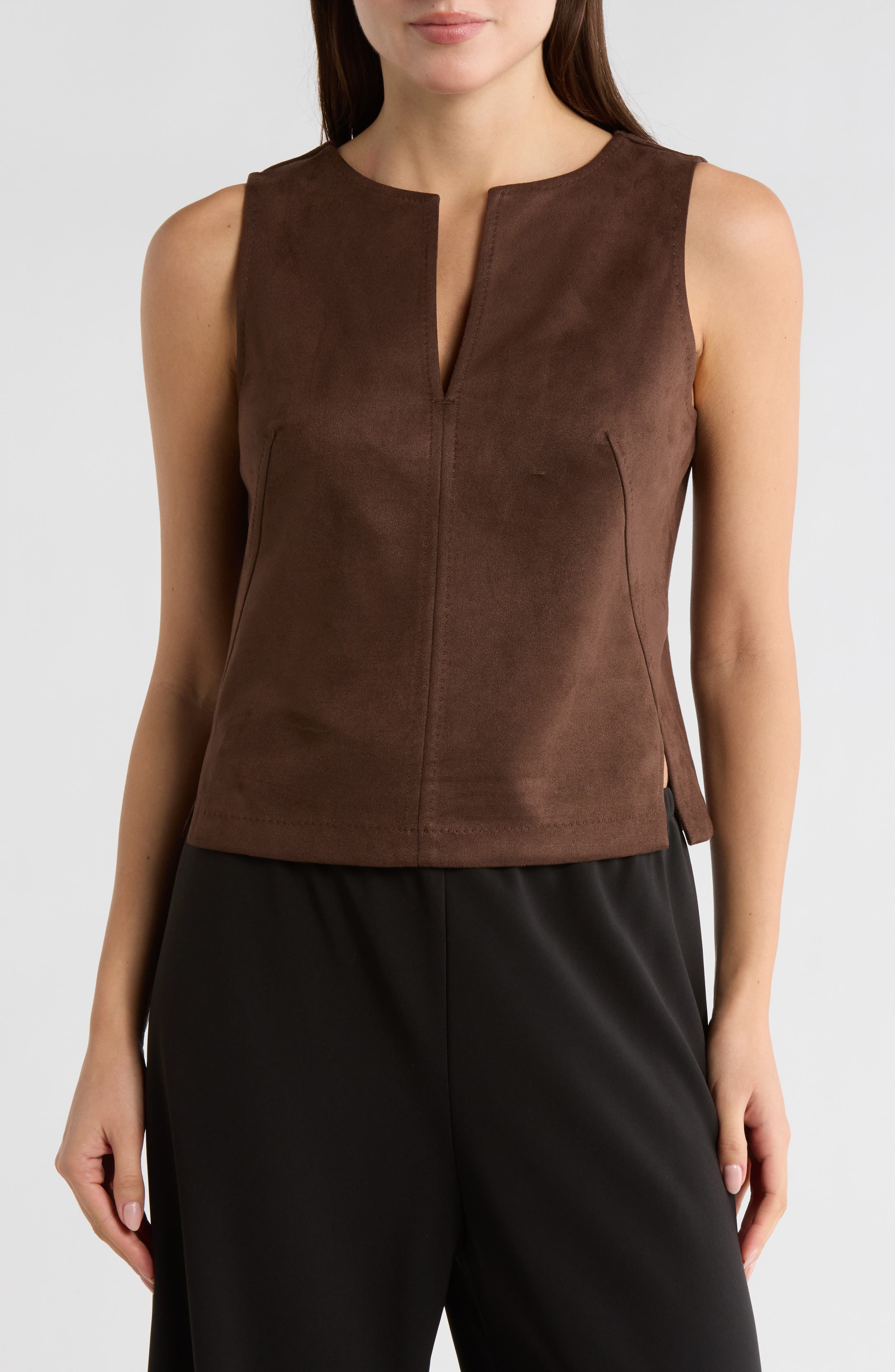 MAX STUDIO Sleeveless Faux Suede Top