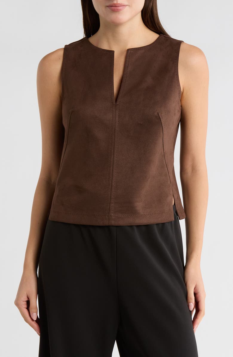 MAX STUDIO Sleeveless Faux Suede Top, Main, color, Sequoia