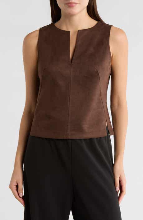 MAX STUDIO Sleeveless Faux Suede Top