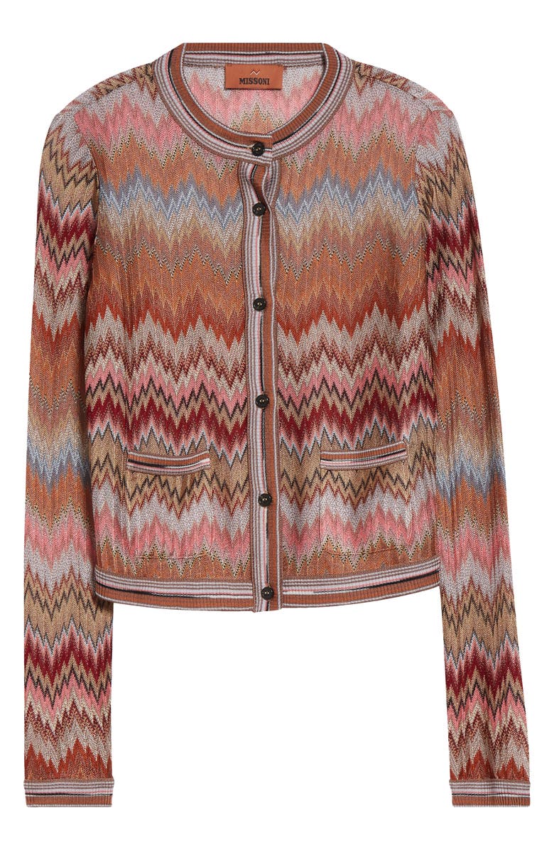 Missoni Snakeskin Pattern Chevron Cardigan, Main, color, Multi Camel White Pink