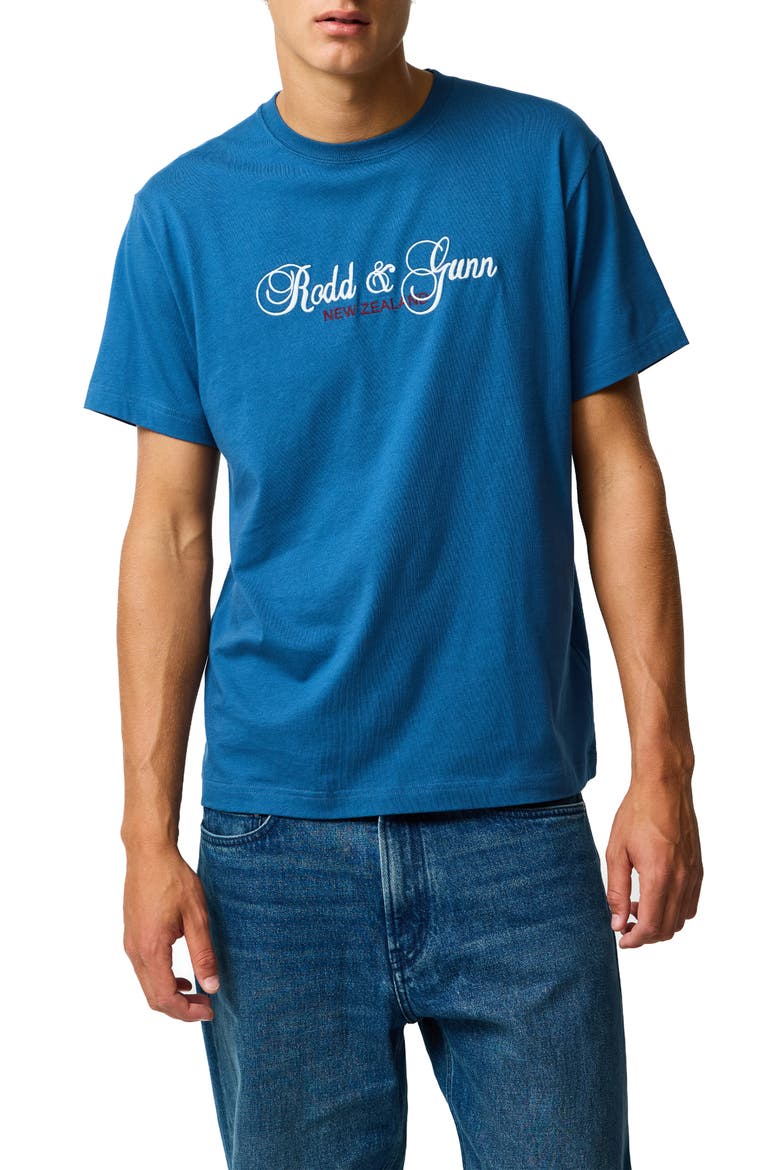 Wendon Valley Embroidered Logo T-Shirt, Main, color, DENIM