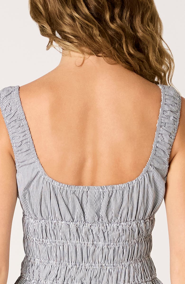 Nia Salt Stripe Cotton Mini Sundress, Alternate, color, Black