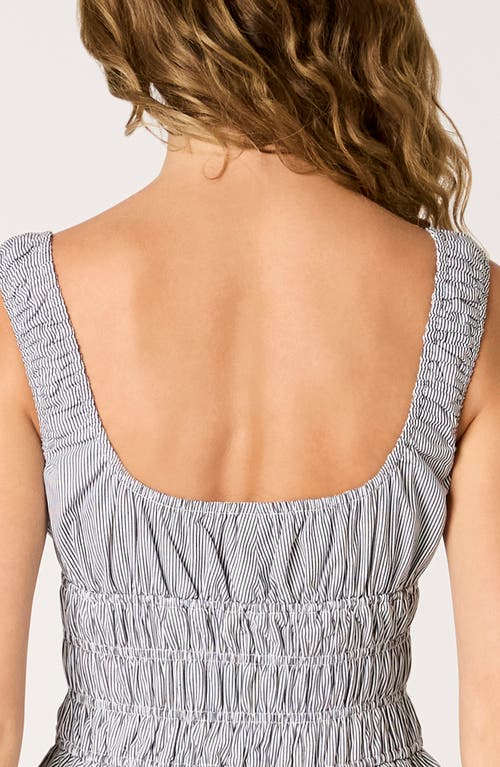 Nia Salt Stripe Cotton Mini Sundress In Gray