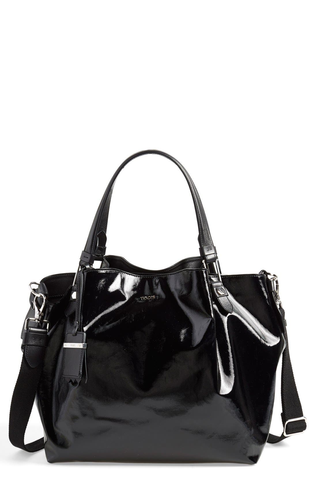 'Small Flower' Satchel, Main, color, BLACK