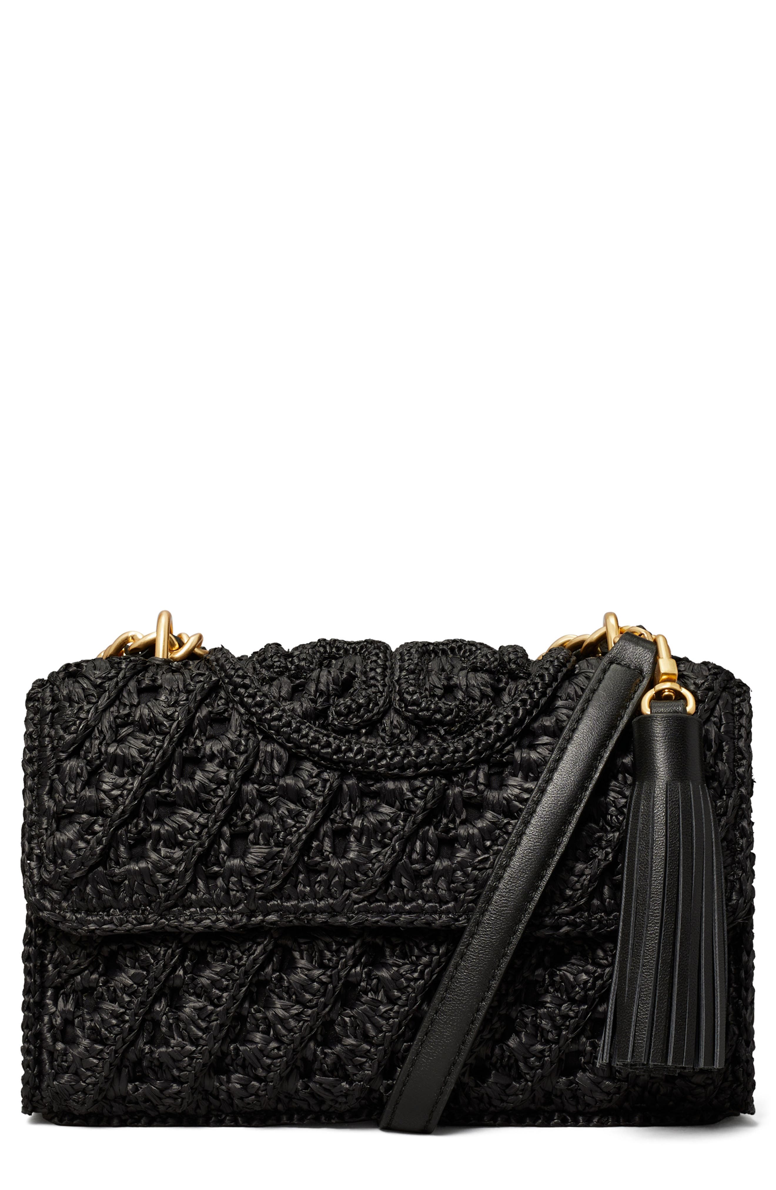 Tory Burch Small Fleming Raffia Crossbody Bag, Main, color, 