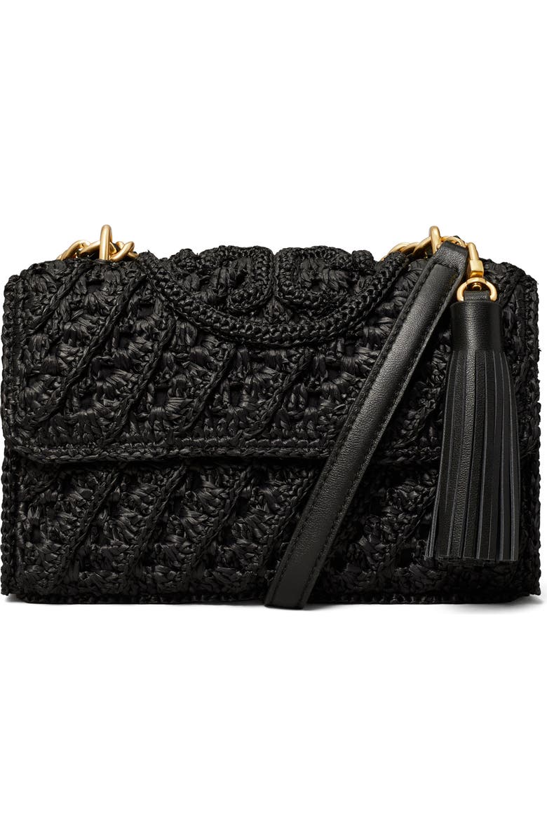 Tory Burch Small Fleming Raffia Crossbody Bag, Main, color,