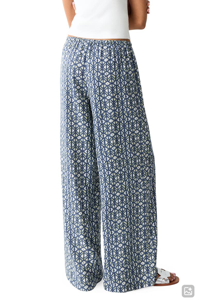 Geo Print Wide Leg Pants, Alternate, color, NAVY