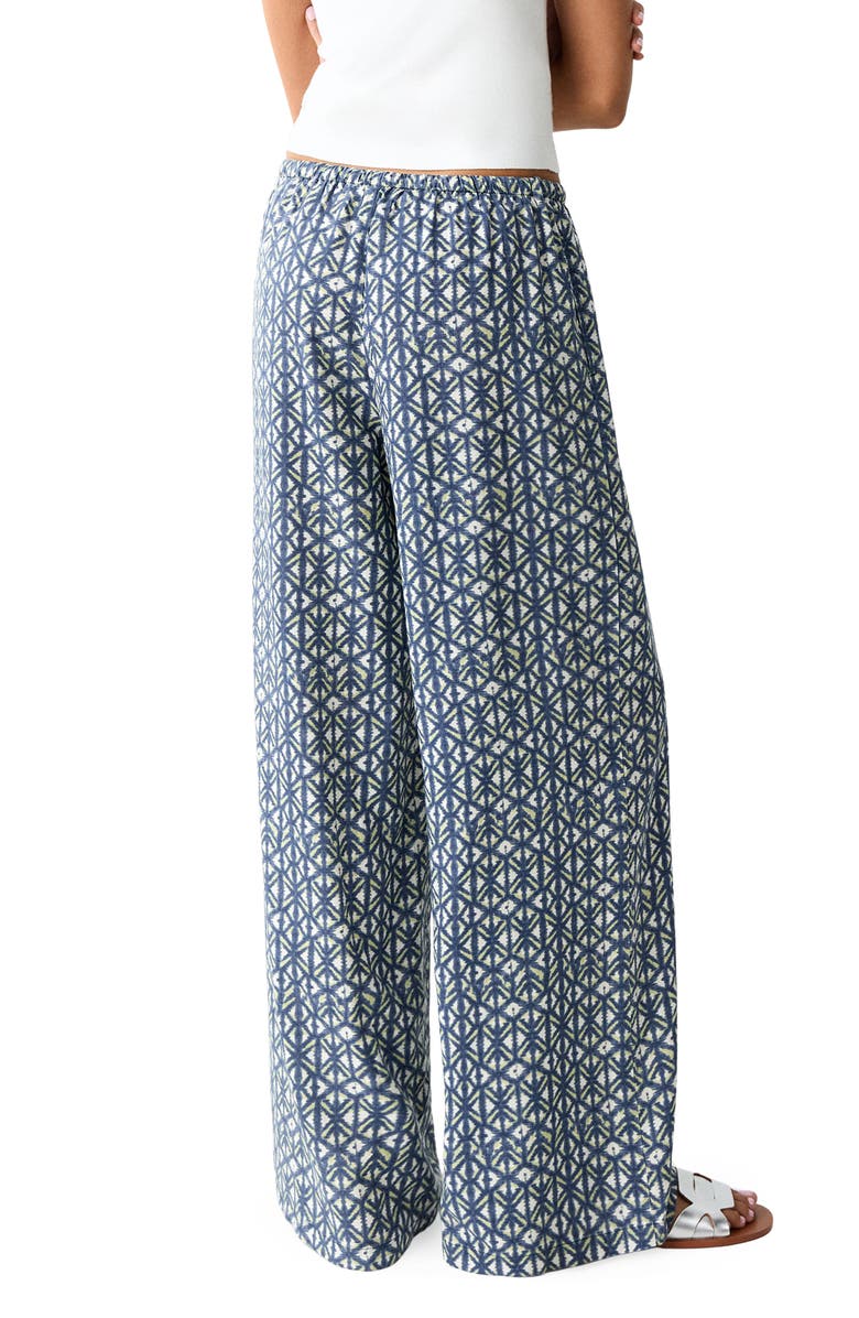 MANGO TEEN Geo Print Wide Leg Pants, Alternate, color, Navy