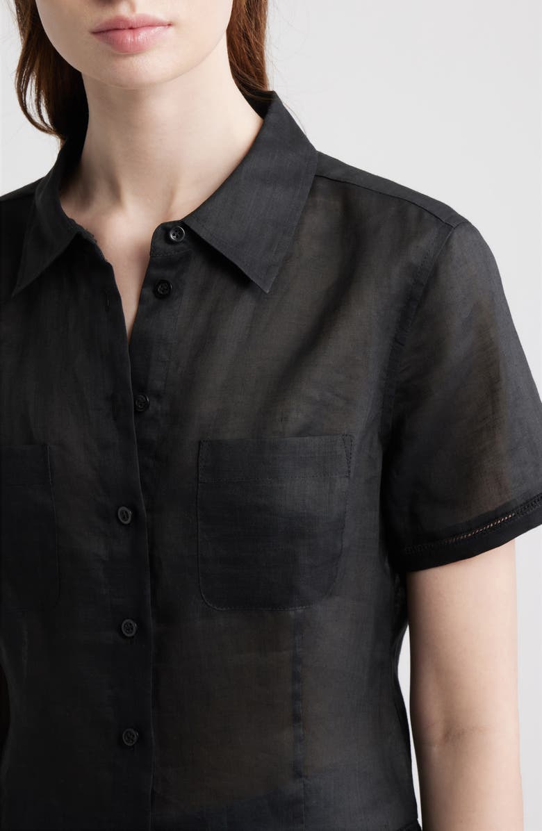 FRAME The Embroidered Seaside Ramie Button-Up Top, Alternate, color, Black