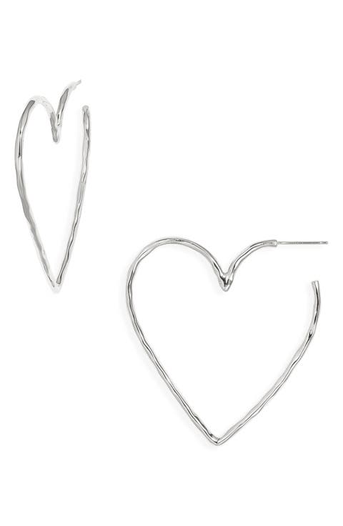 Hammered Heart Hoop Earrings