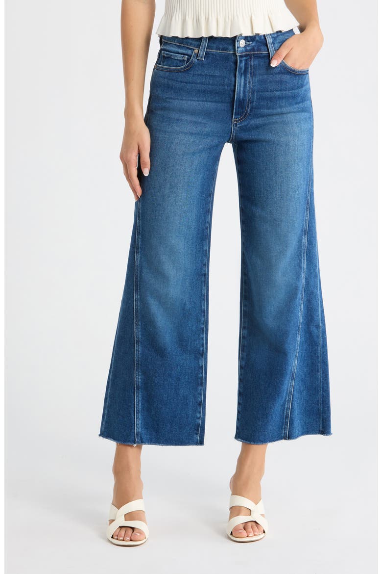 Anessa Twisted Seam Raw Hem High Waist Ankle Wide Leg Jeans, Main, color, HOLLYHOCK