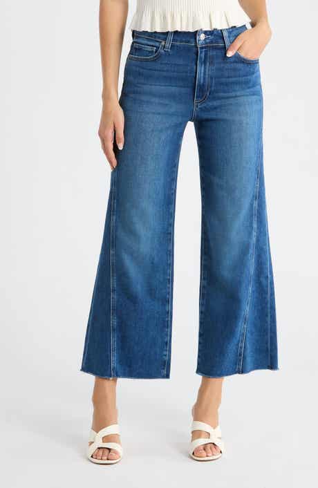 Anessa Twisted Seam Raw Hem High Waist Ankle Wide Leg Jeans