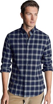 Charles Tyrwhitt Slim Fit Button-Down Collar Brushed Flannel Check Shirt
