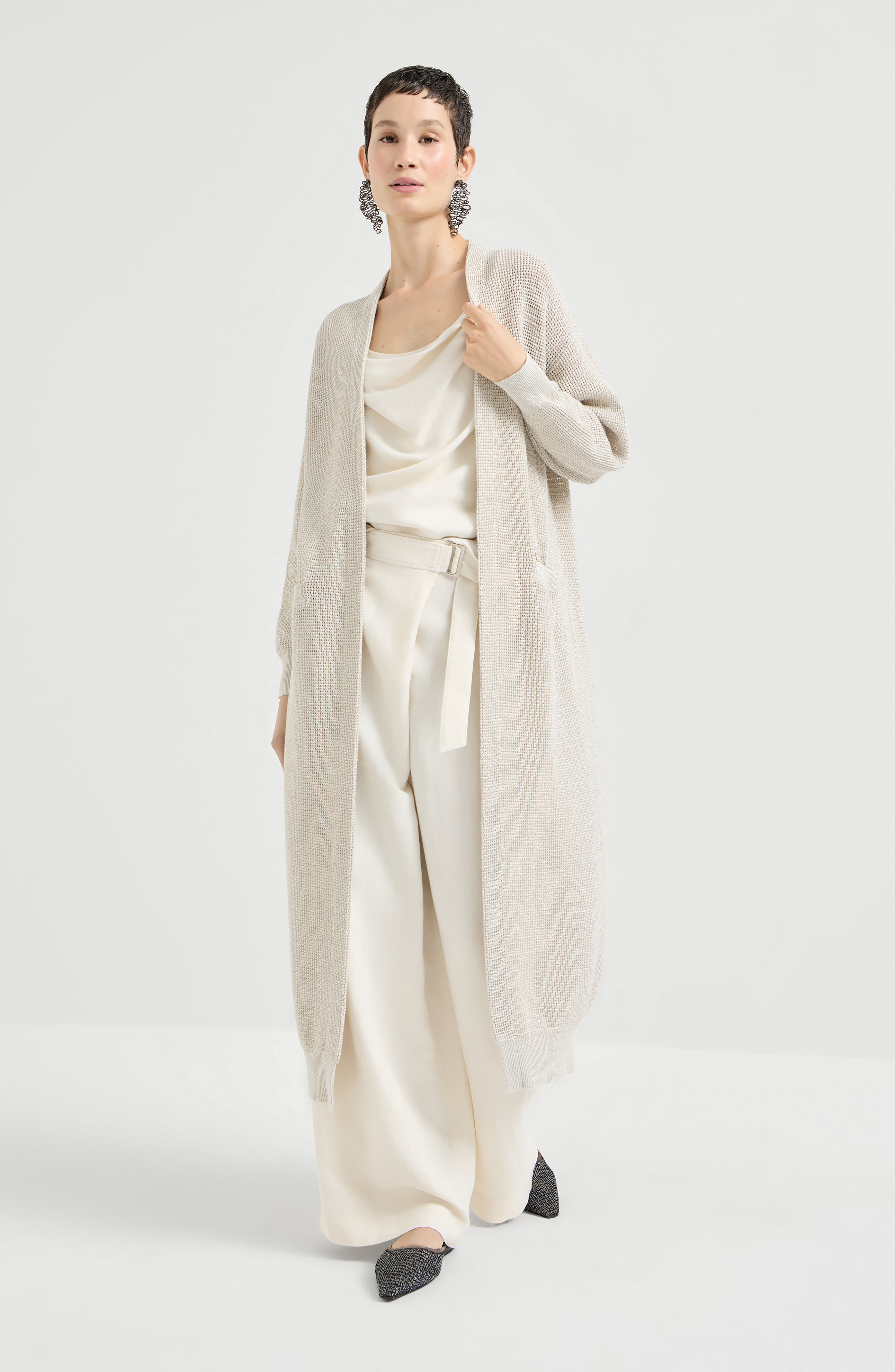 Sparkling net long cardigan
