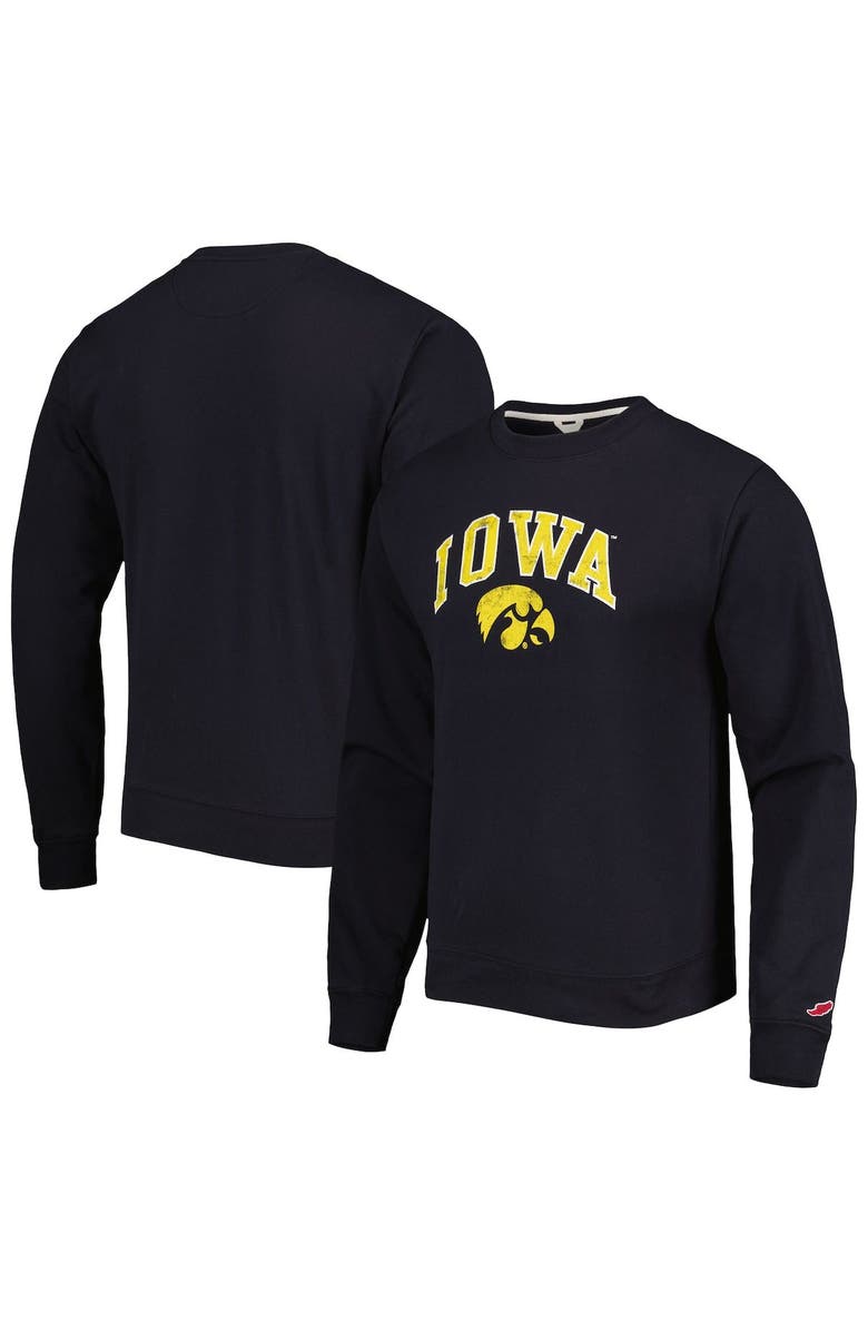 LEAGUE COLLEGIATE WEAR Men's League Collegiate Wear Black Iowa Hawkeyes 1965 Arch Essential Lightweight Pullover Sweatshirt, Main, color, Black