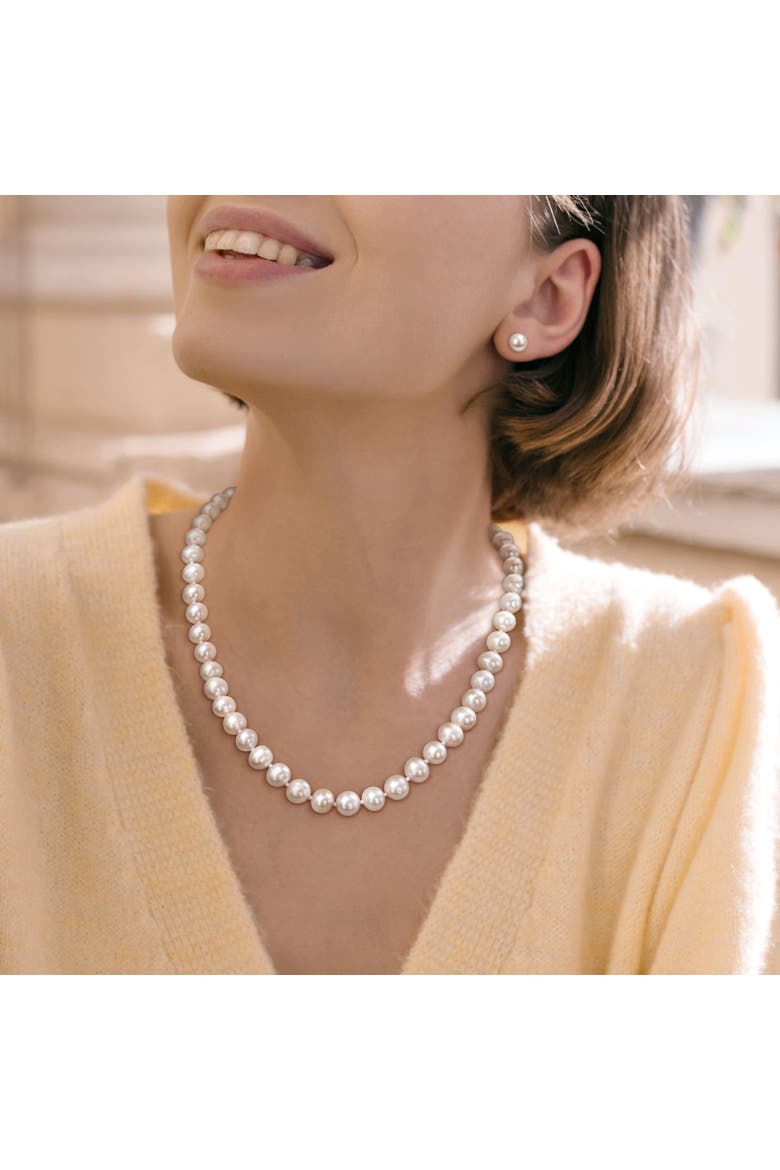 2-Piece Set Cultured Pearl Necklace & Earrings 14k, Alternate, color, White Pearl