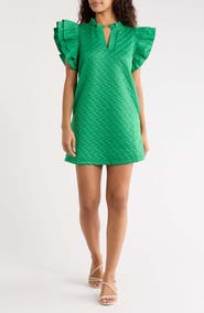 SUGARLIPS Yulia Flutter Sleeve Quilted Shift Minidress