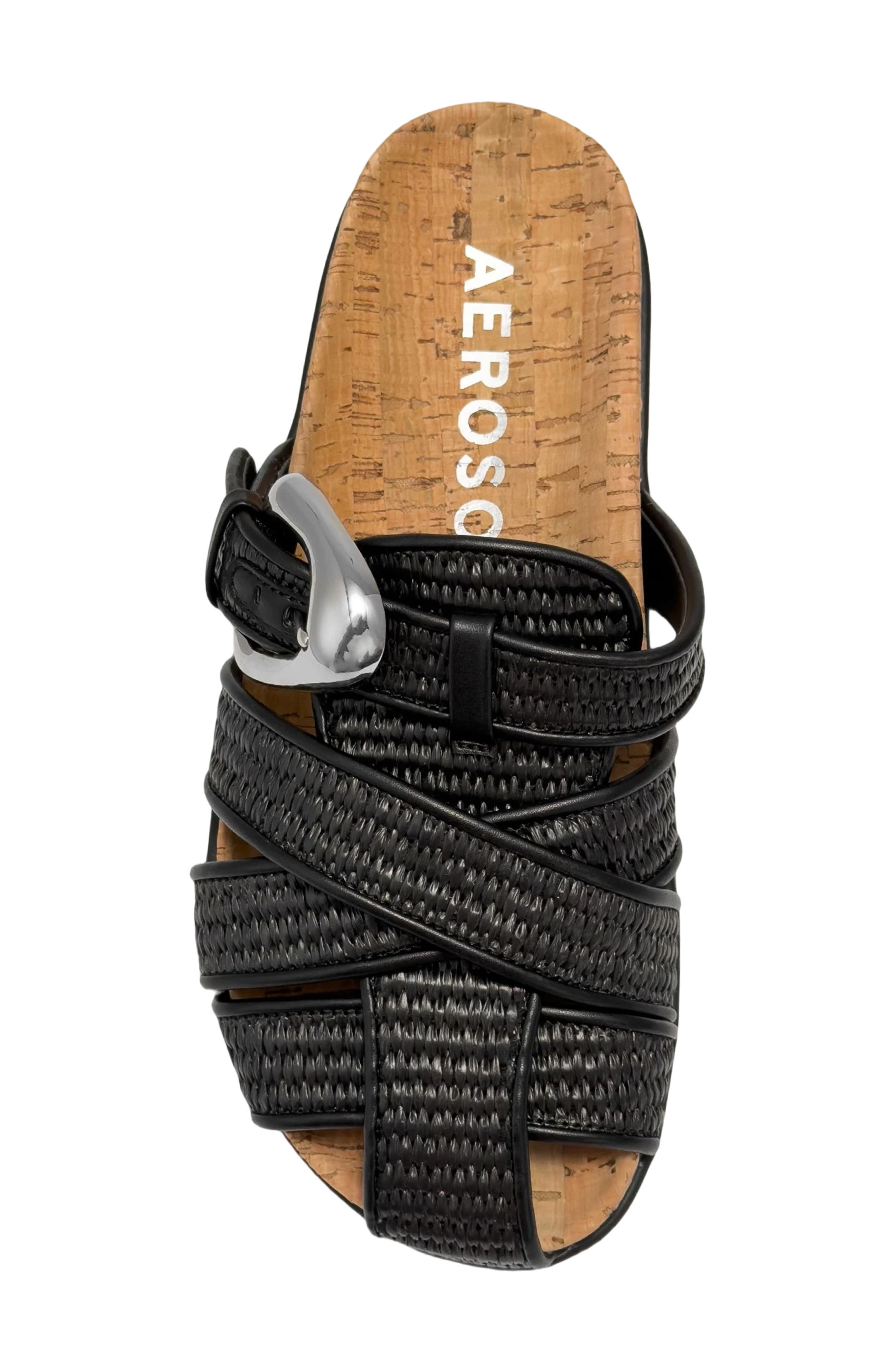 Aerosoles Liberty Woven Raffia Fisherman Mule, Alternate, color, Black Basket Raffia