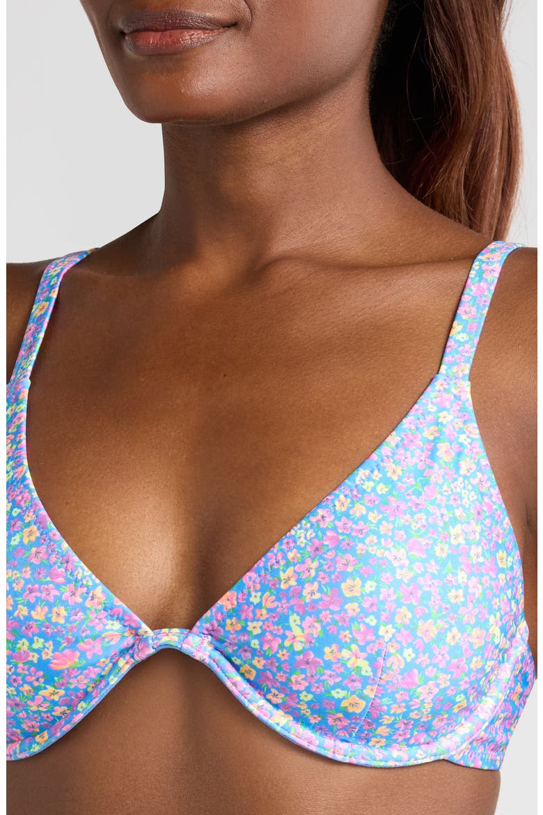 Floral D-Cup Underwire Triangle Bikini Top, Alternate, color, BUBBLEGUM BLOSSOM