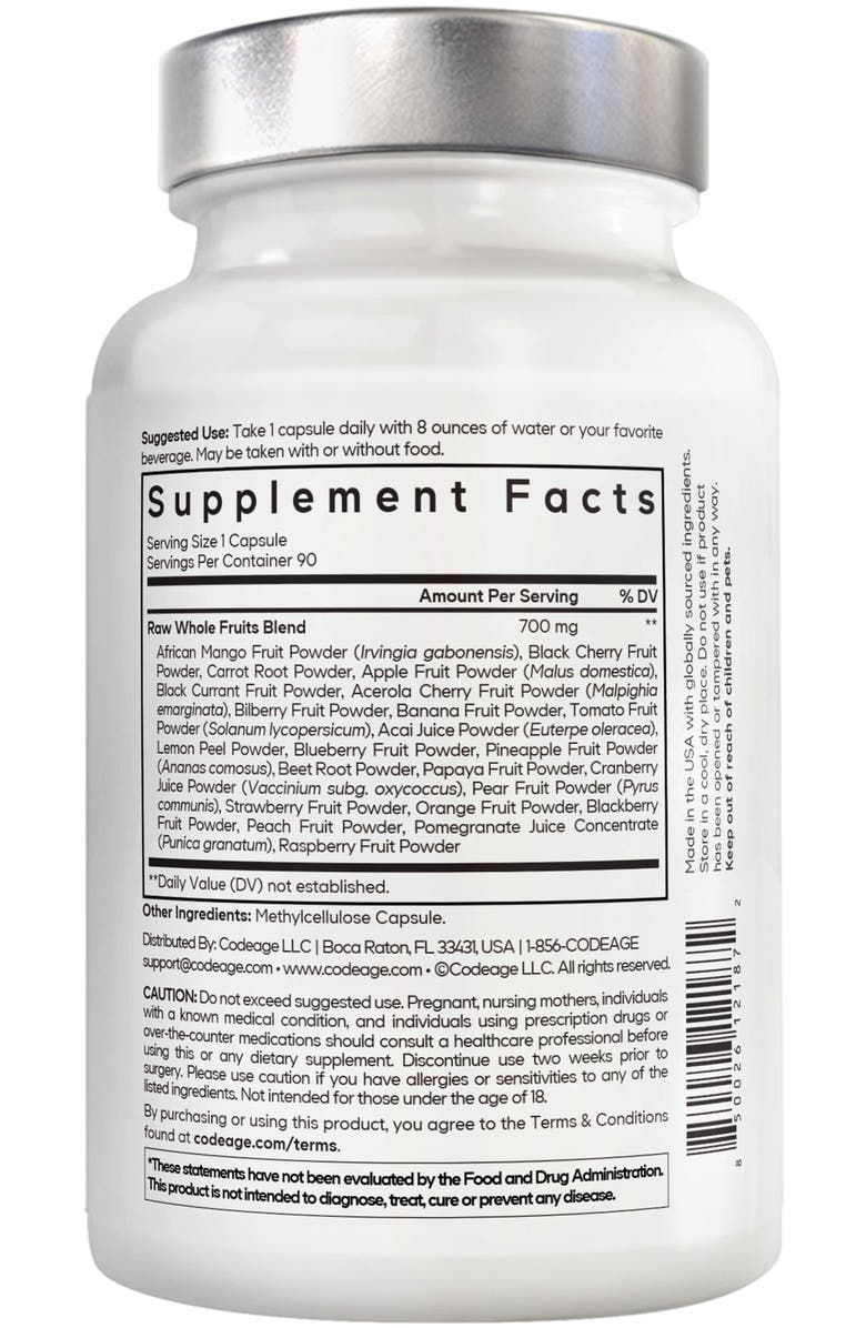 Codeage Amen Fruits Daily Vitamins Supplement, Alternate, color, White