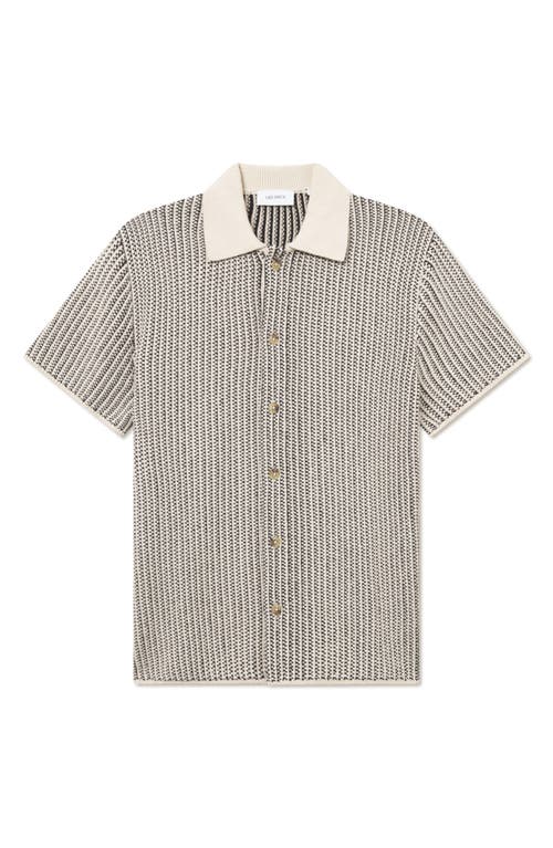 Les Deux Easton Short Sleeve Button-up Sweater In Ivory/black