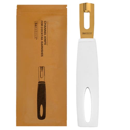 A Bar Above Gold Channel Knife, White Handle In White