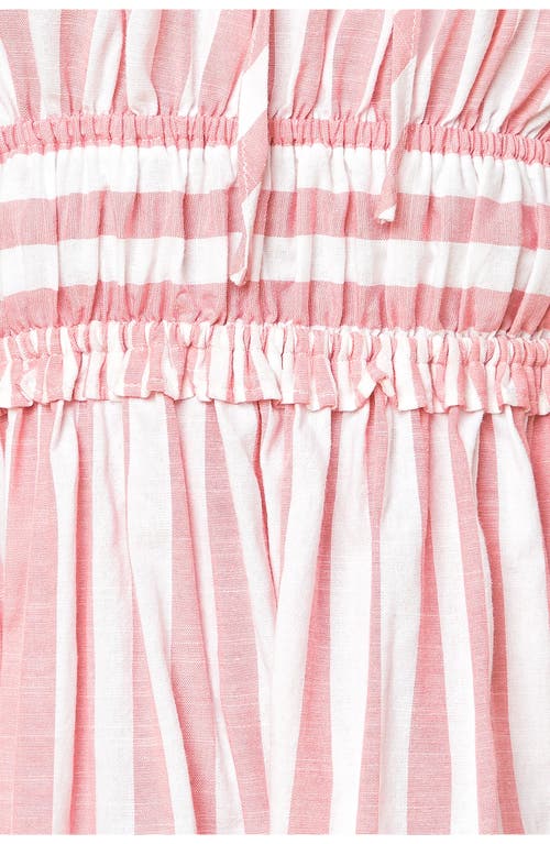 Shop Flying Tomato Stripe Tiered Cotton Blend Maxi Sundress In White/pink