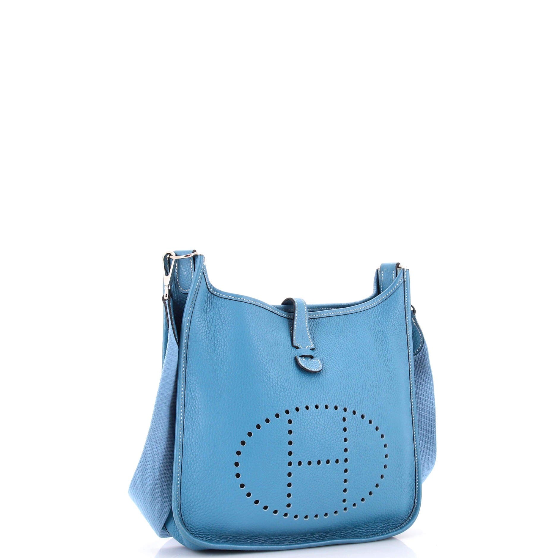 Pre-Owned Hermes Evelyne Bag Gen I Clemence PM, Alternate, color, Blue Jean