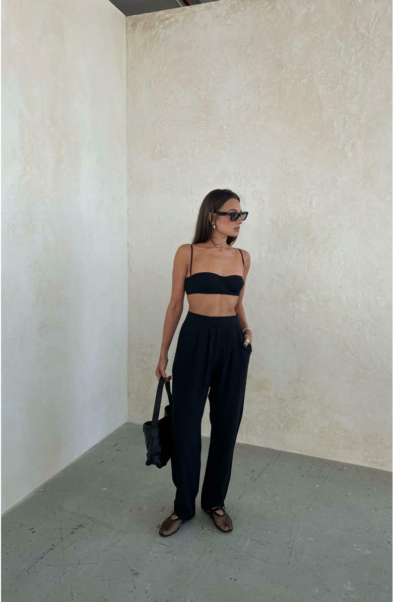 WeWoreWhat Linen Trouser, Alternate, color, Black