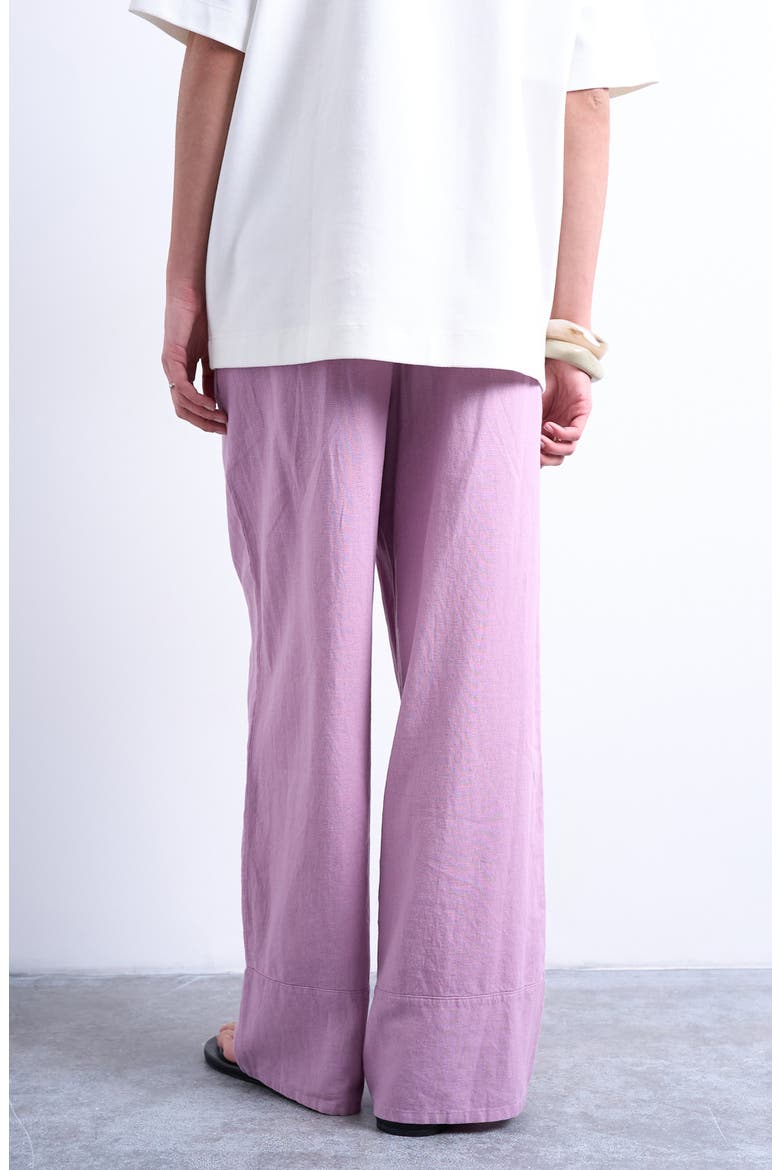 Deep Cuff Linen Blend Pants, Alternate, color, PURPLE